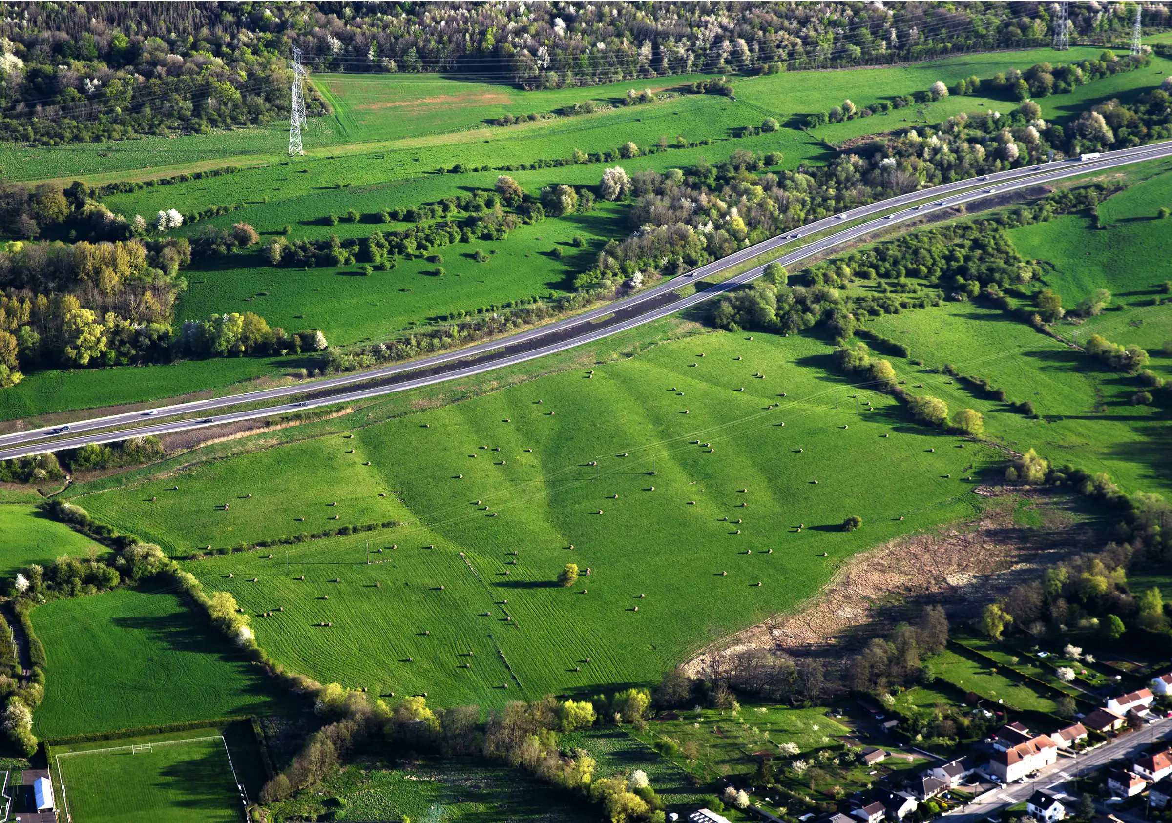 Vue en montgolfière campagne en Lorraine
